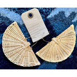 Anthropologie Sunbathing Wicker Fan Earrings